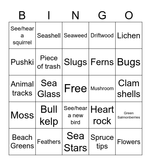 Buskin Beach Bingo Card