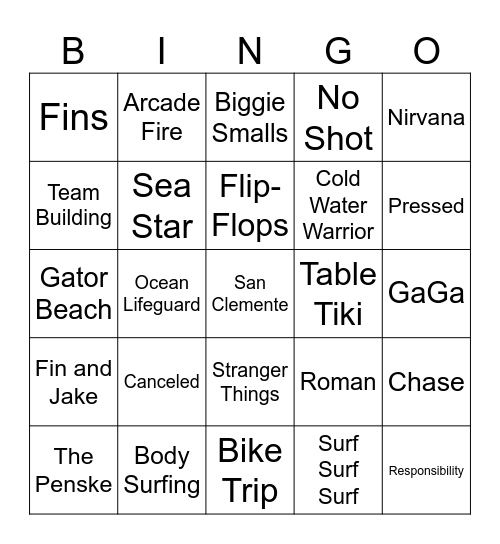 Beachcomber Bingo Card