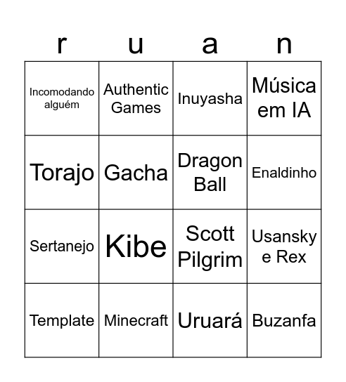 vitor ruan Bingo Card