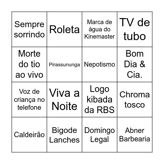 Bingo do Buzanfa Bingo Card