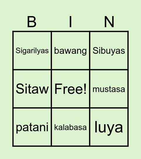 Nutri-Bingo Card