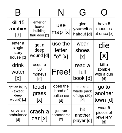 PZ bingo w/ nos Bingo Card