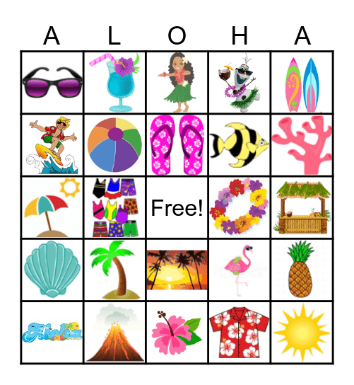 Luau Bingo Card