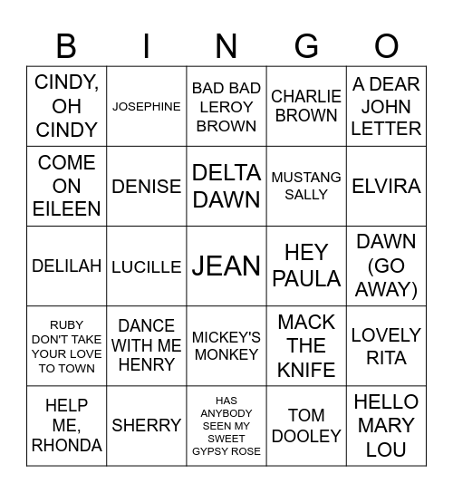 Music Bingo #5 -  TUNE THAT NAME Bingo Card