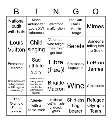 2024 Paris Olympics Bingo! Bingo Card