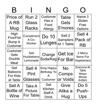 Server Bingo Card