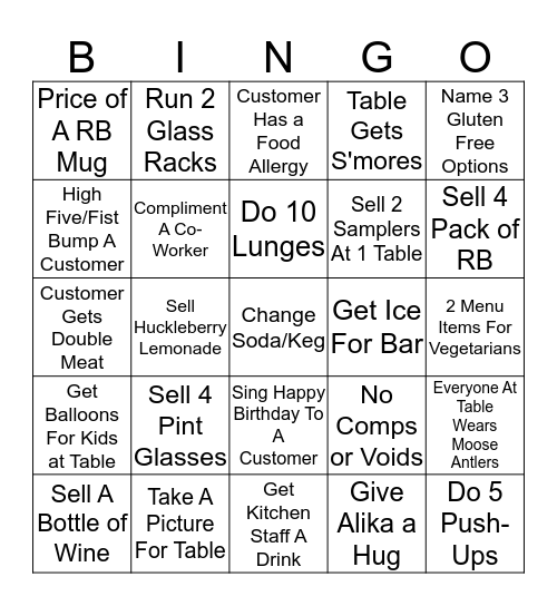Server Bingo Card