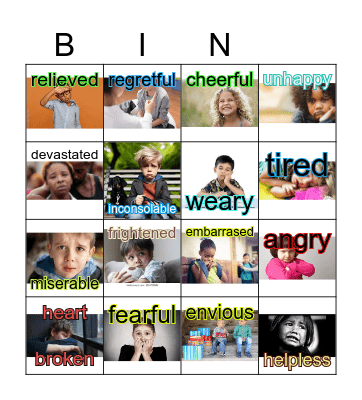 Understanding the feelings of grief Bingo Card
