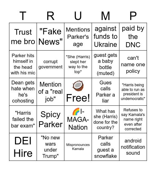 Political Debate Bingo Card