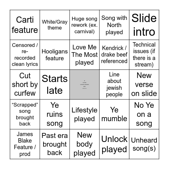 Vultures 2 Korea LP Bingo Card