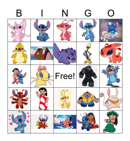 Disney's Stitch Bingo Card