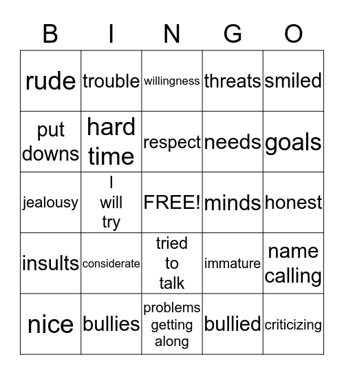 BEING     INCONSIDERATE Bingo Card