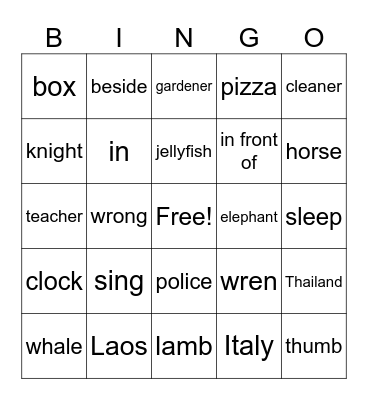 Group 1 Bingo Card
