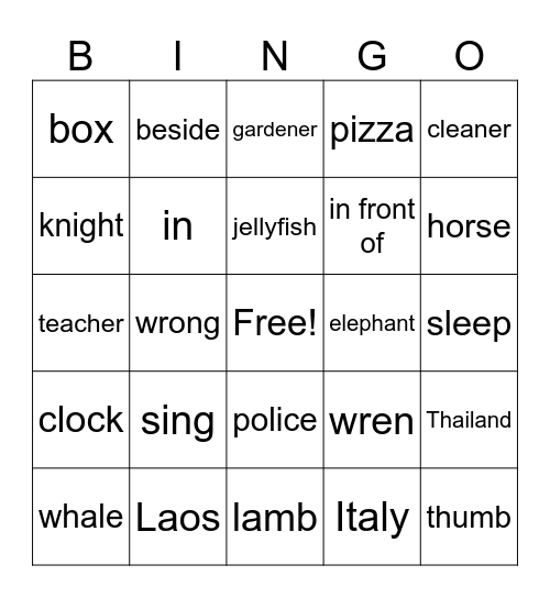 Group 1 Bingo Card