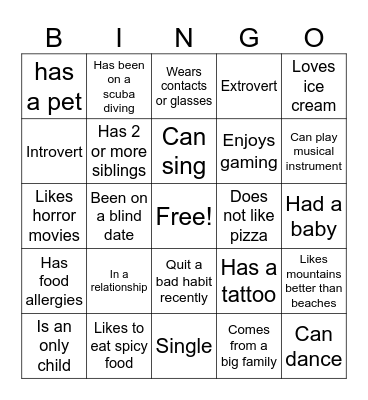 Get to know Bingo Card