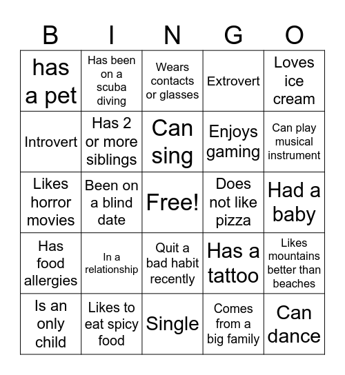 Get to know Bingo Card