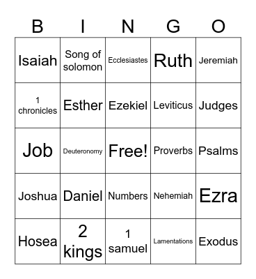 Bible Bingo Card