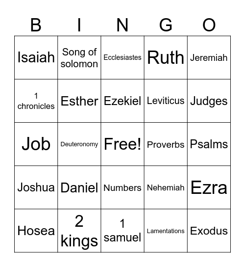 Bible Bingo Card