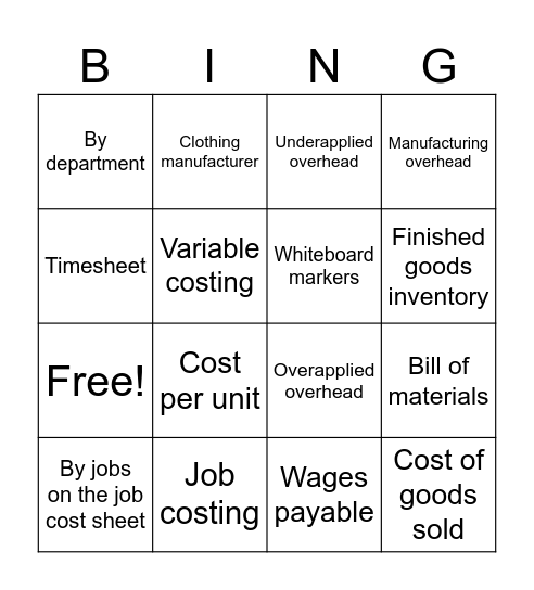 Week 4 Part 2 Bingo Card