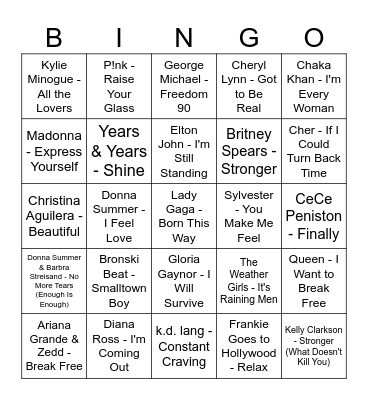 Pride Bingo Card