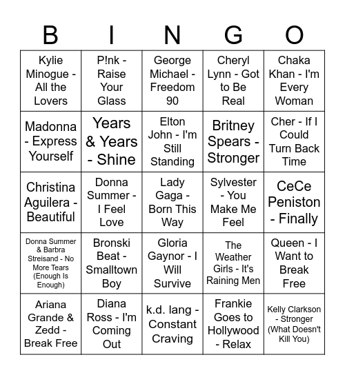 Pride Bingo Card