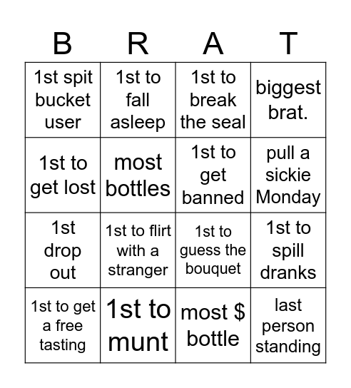 BRAT BINGO Card