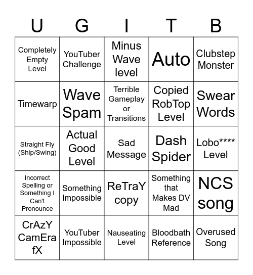 Recent Tab Bingo Card