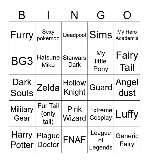 Närcon Bingo Card