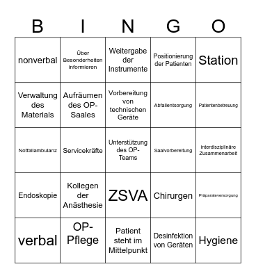 Tätigkeiten OTA Bingo Card