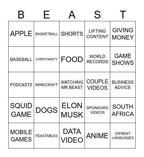 Bingo Card