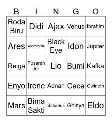 Puspa Bingo Card
