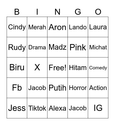 Bingo Jacob Bingo Card