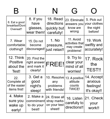 Rigdon Road Bears will Rock the CRCT TEST! Bingo Card
