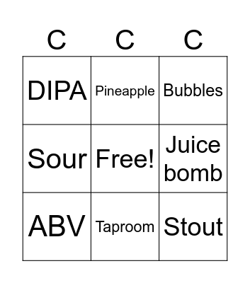 Beer Fridge Bingo Card