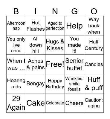 Happy 50th Birthday! Bingo Card