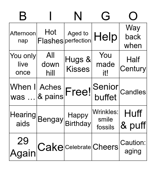 Happy 50th Birthday! Bingo Card