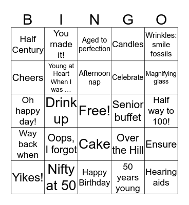 Happy 50th Birthday! Bingo Card