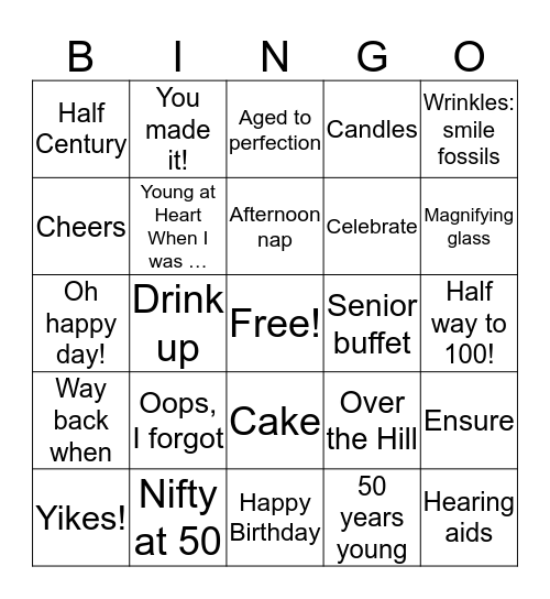 Happy 50th Birthday! Bingo Card