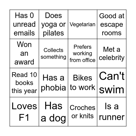 HUMAN BINGO Card