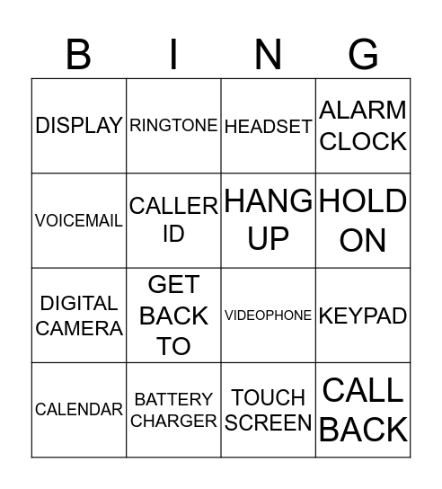 MOBILE PHONES Bingo Card