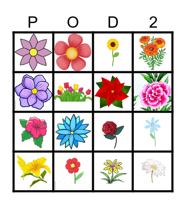 Friday Flower Bingo!! Bingo Card