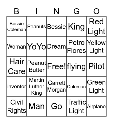 Famous People of Color Bingo Card