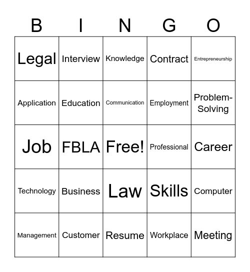 Business Education Bingo Card