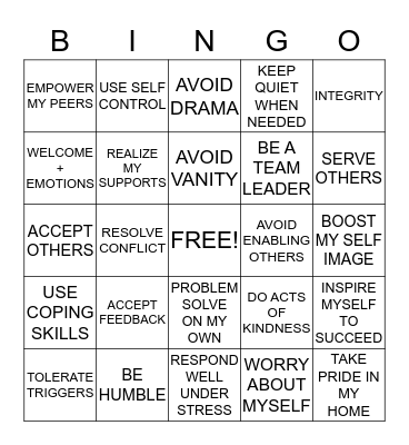 PRS Bingo Card