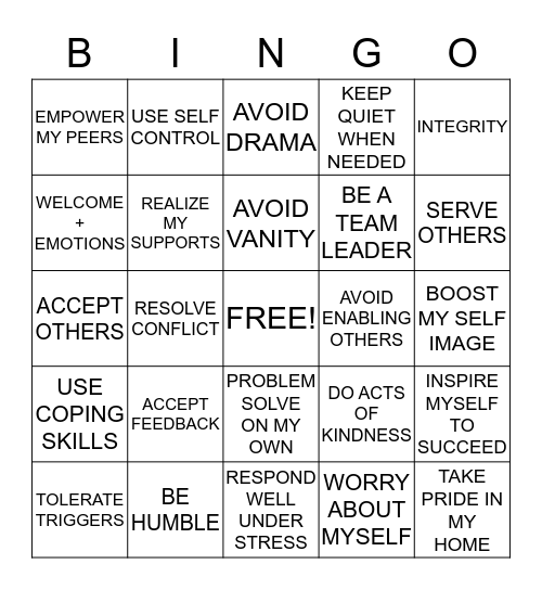 PRS Bingo Card