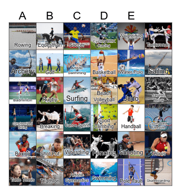 Olympic Sports- 2024 Bingo Card