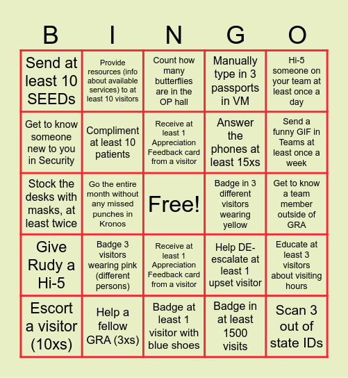 August GRA BINGO Card