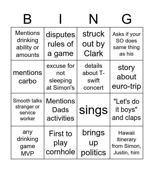 KG Bingo Card