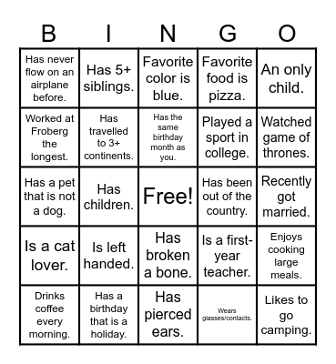 Find someone who... Bingo Card