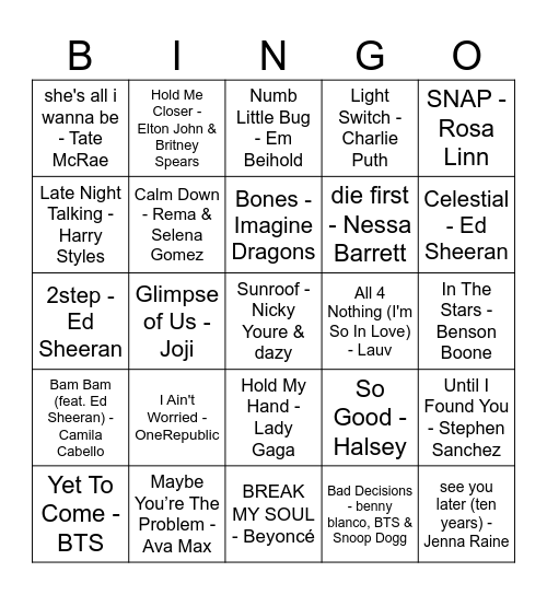 2022 Pop Bingo Card